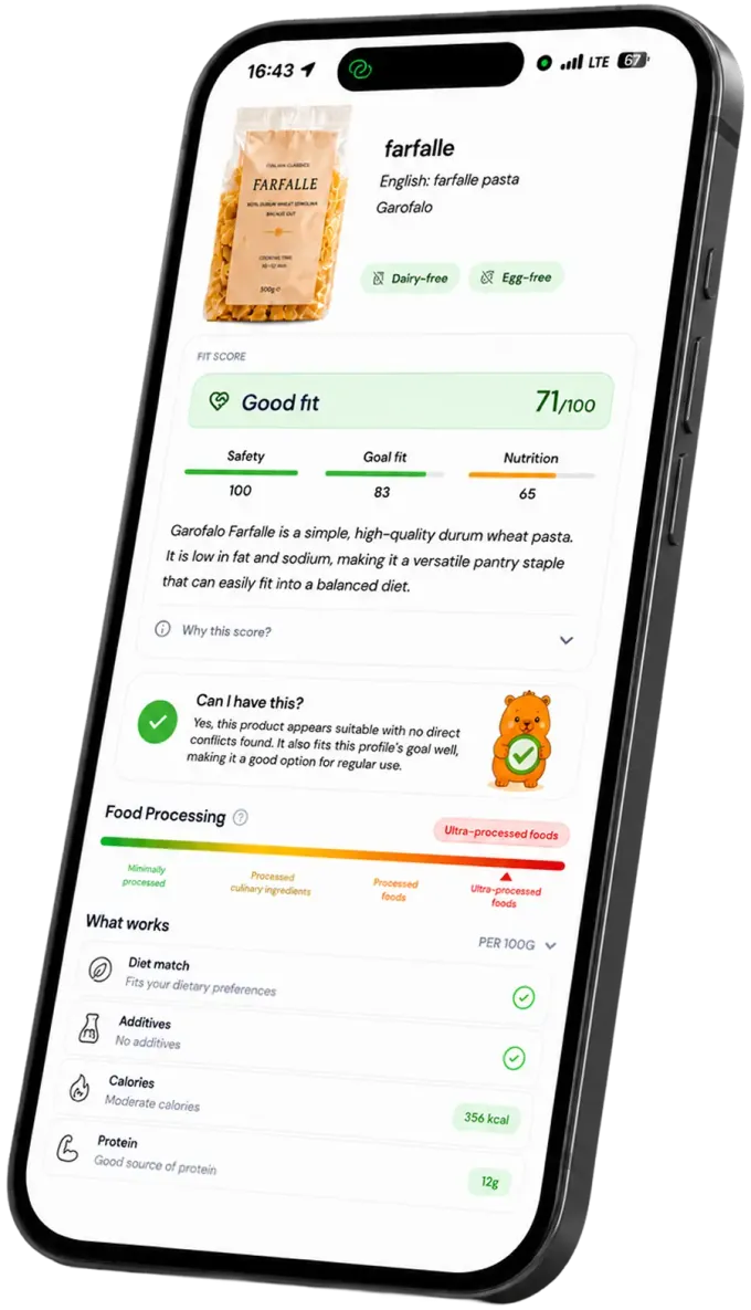 Chozr product score and analysis screen